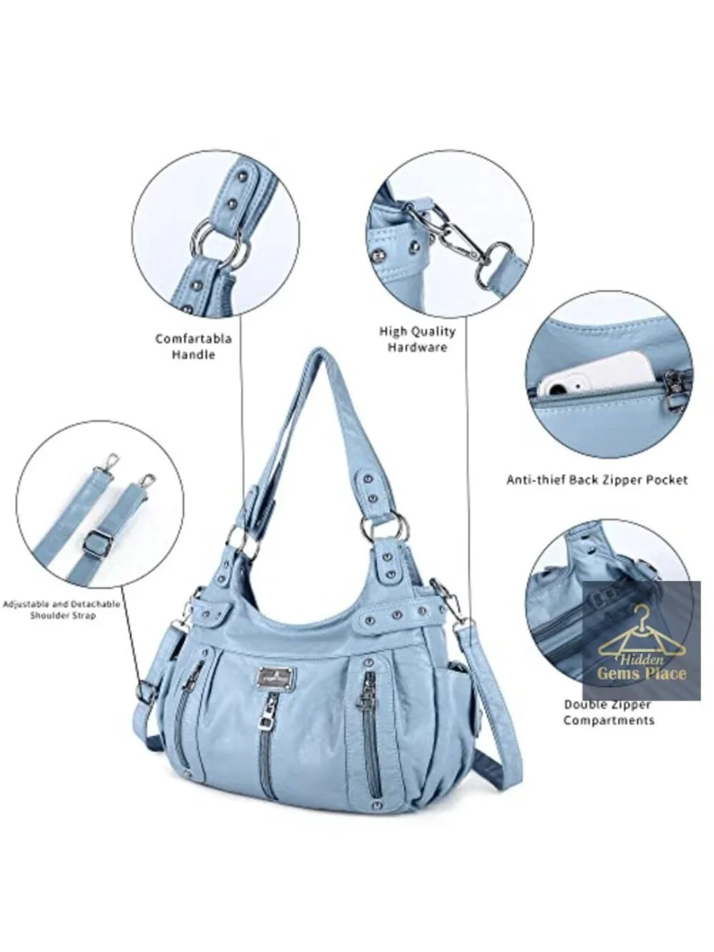 Large Faux Leather Crossbody Hobo Satchel Shoulder Handbag Tote Purse